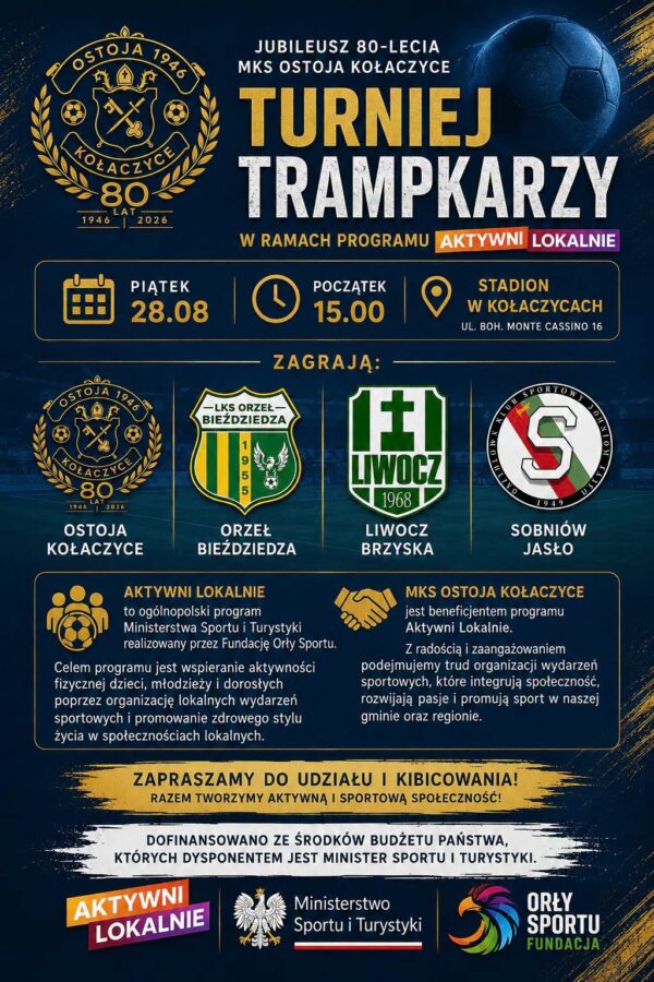 Jubileuszowy Turniej Trampkarzy z okazji 80 lat MKS Ostoi Kołaczyce z udziałem naszym Trampkarzy!